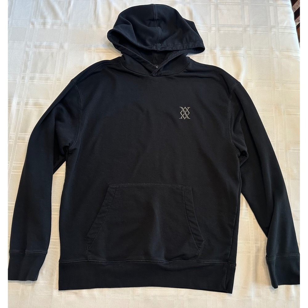 Express Hoodie Mens M Black Pullover Logo French Terry Kangaroo Pocket Casual